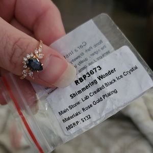 BP rose gold black ice crystal ring